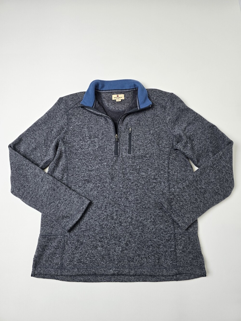 Woolrich Sweater Fleece Quarter Zip Pullover Gray Melange Men's Size L